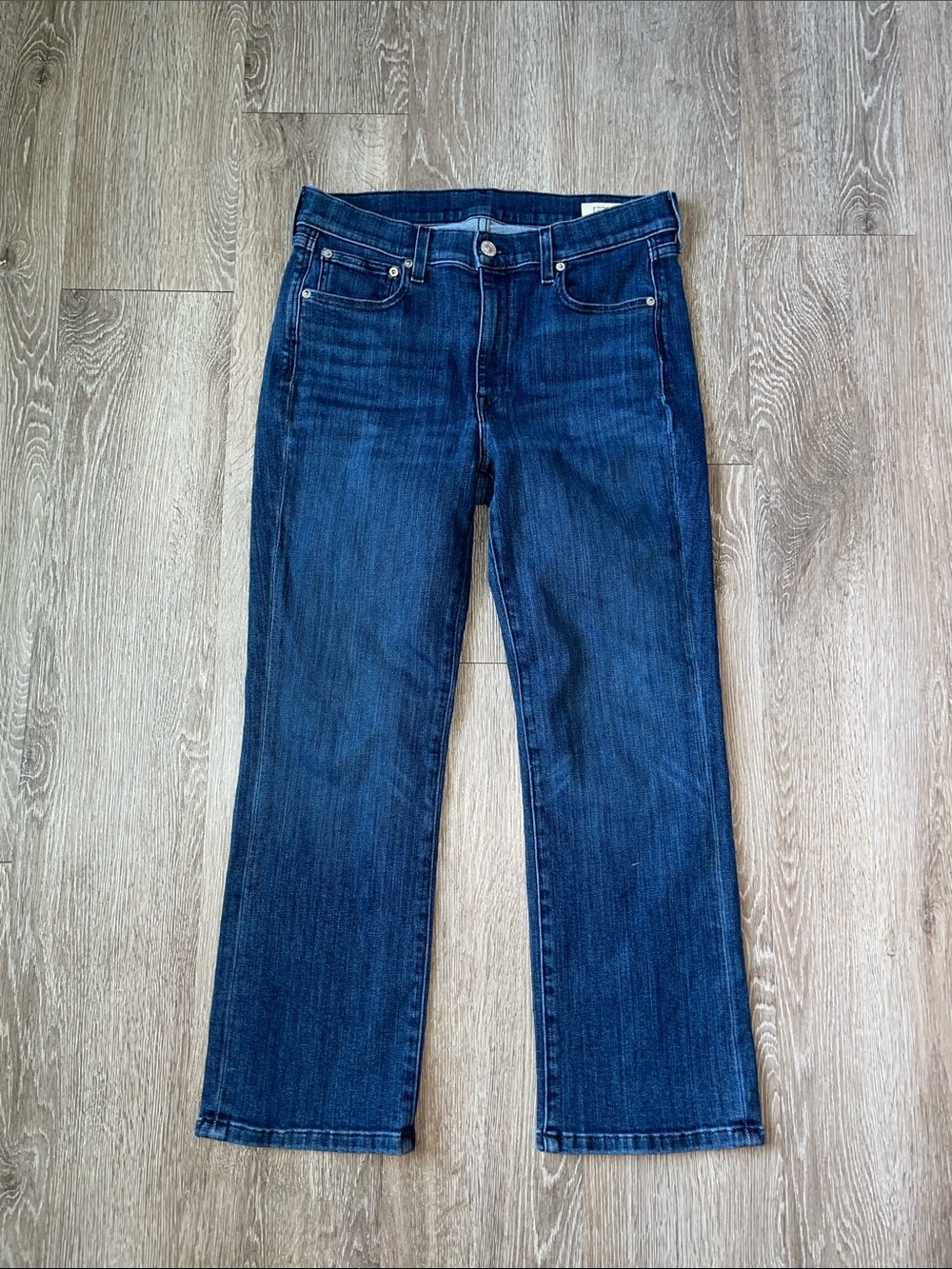 AYR Women's  Blue Straight-Leg Jeans stretch 30 short blue denim pants the pop